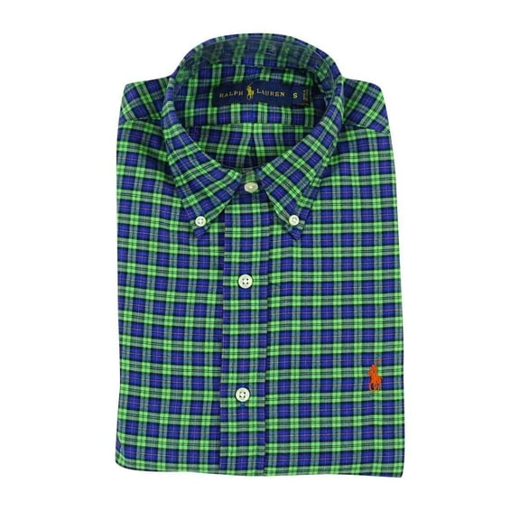 Ralph Lauren Men's Plaid Twill Shirt Button S Lime/Royal New