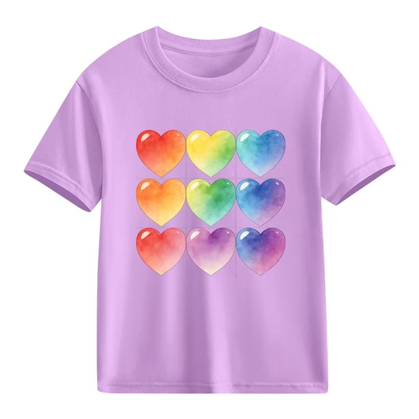 Blusas y camisas de manga corta con cuello redondo para niños y niñas, camisetas gráficas de manga corta, blusas con estampados bonitos para la temporada escolar.