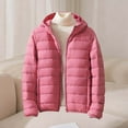 thumbnail image 6 of ClodeEU Women's Short Puffer Hoodeid Jacket With Pockets,Long Sleeve Zip Up Slim Fit Lightweight Coat Hot Pink,Womens Plus S, 6 of 6