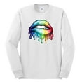 thumbnail image 2 of Wild Bobby, Colorful Neon Rainbow Biting Lips, Pop Culture, Men Long Sleeve Shirt, White, 2XL, 2 of 3