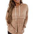 thumbnail image 1 of MAWCLOS Women Loose Fit Long Sleeve Pullover Winter Solid Color Hooded Tops Khaki XL, 1 of 2
