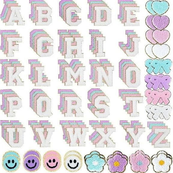 Misscom 136pcs Chenille Alphabet Letter Patches, Self-Adhesive DIY Craft Stickers for Clothes, Jackets &Backpacks