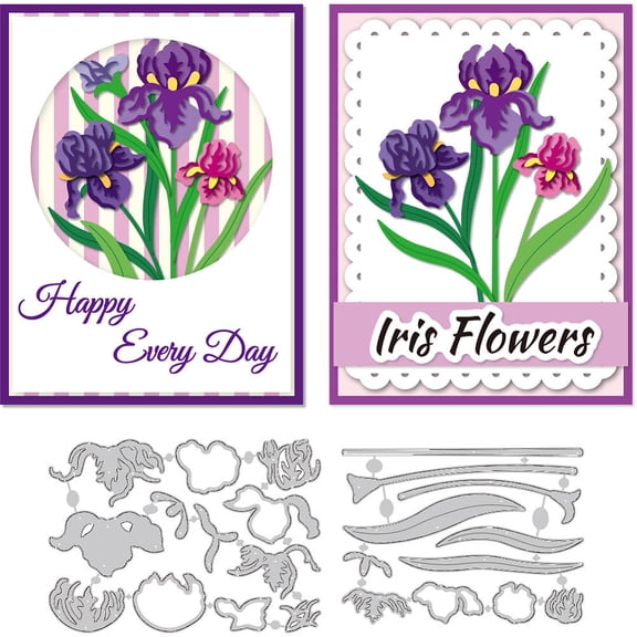 1set 2Pcs 2 Styles Floral Theme Carbon Steel Cutting Dies Stencils for Scrapbooking Decorative Embossing Paper Card 100~109x136~153x0.8mm 1pc/style