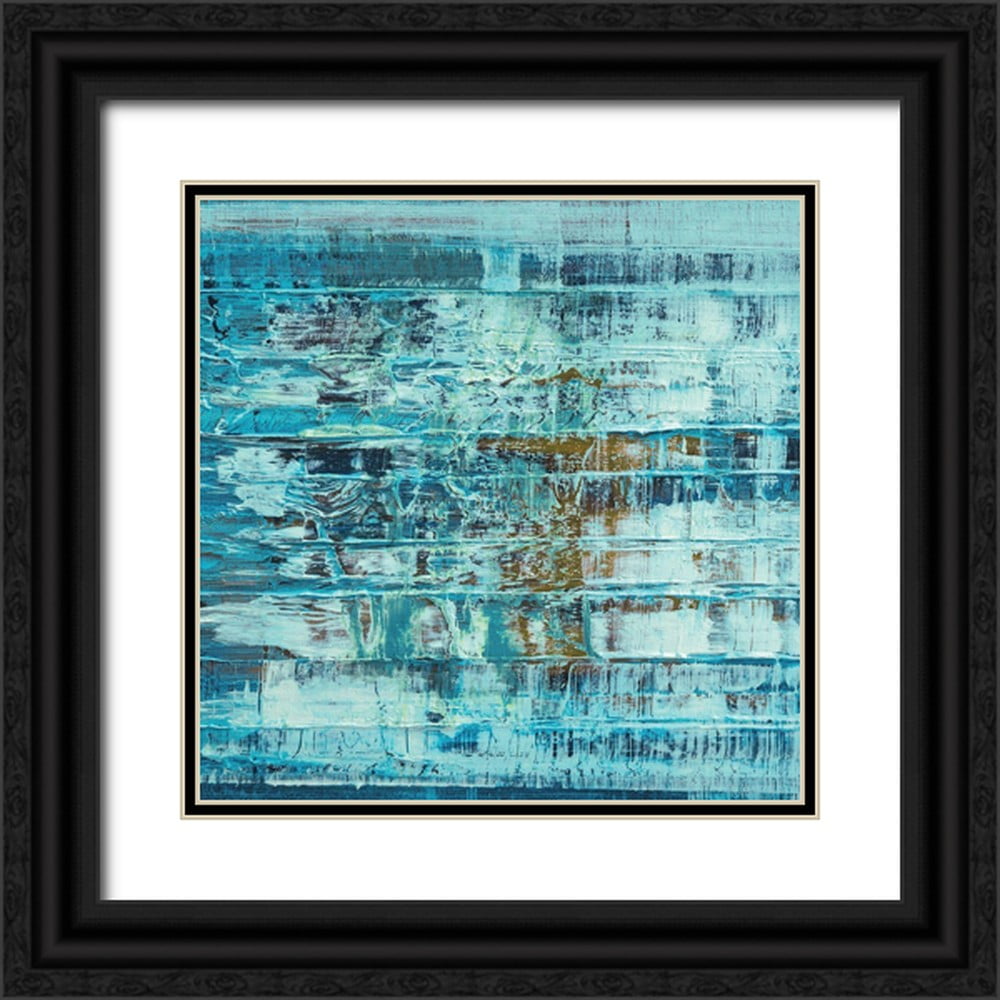 Anonymous 20x20 Black Ornate Wood Framed with Double Matting Museum Art Print Titled - Turquoise Abstract