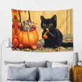 thumbnail image 5 of Halloween Tapestry halloween Decor, Halloween Cute Candy Black Cat Halloween Decorations Wall Tapestry Aesthetic, Tapestry Wall Hanging for Bedroom, Livingroom, Dorm Decor - 60x40in, 5 of 6