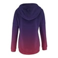 thumbnail image 4 of Hoodies for Womens Plus Size Color Block Long Sleeve Blouse Casual Loose Sweatershirt Button Down Drawstring Hoodies Tops with Pockets,Purple,L, 4 of 5