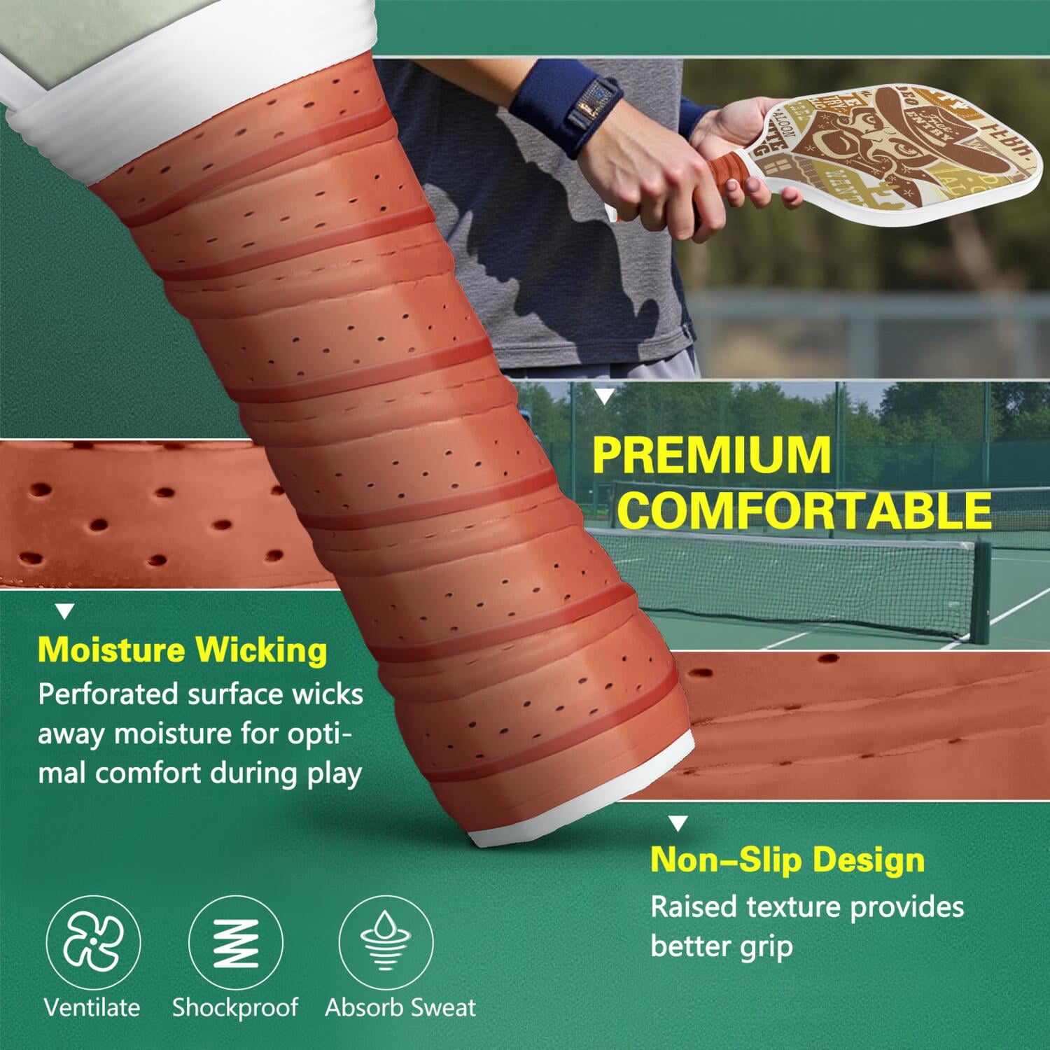 Pickleball Paddles Set Of 1, Fiberglass Surface, West & Cowboy Print, 1 Paddle, 2 Balls & Bag