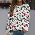 thumbnail image 1 of Mode Noël Femmes Imprimé Manches Longues Confortable Respirant Col Rond Chemise Hauts, 1 of 6