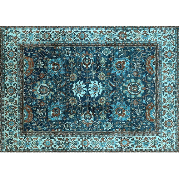 Ahgly Company Indoor Rectangle Oriental Light Blue Industrial Area Rugs, 2' x 4'