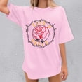 thumbnail image 3 of Graphic Tennis Tees for Women Women’s T-Shirts Oversized Graphic Tops for Casual Everyday Wear Blend Tee with Prints Comfortable Fit Pink 3XL, 3 of 5