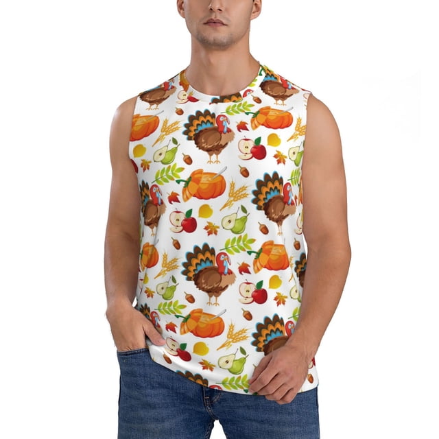 Fotbe Men's Camiseta sin Mangas Estampada para Hombres, Playera Casual para Gimnasio, Entrenamiento, Playa-Large