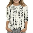 thumbnail image 2 of MKOSPLRT Summer Tops for Girl Round Neck Color Block Shirts 3/4 Sleeve Polka Dot Print Tees Casual Vacation Blouses Funny Tee Shirts, 2 of 5