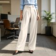 thumbnail image 6 of Achuyrbd Women's High Waisted Wide Leg Pants Button Front with Pockets Solid Color Business Casual Office Trousers Professional Work Wear, S-2XL, 6 of 6