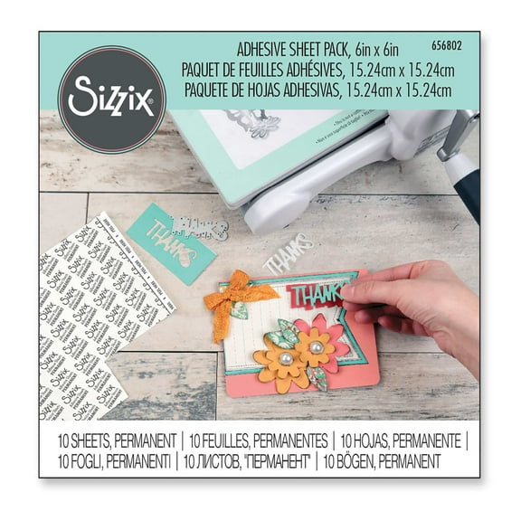 Sizzix Adhesive Sheet Pack - 6" x 6", Permanent, 10 Sheets