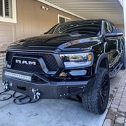 Vijay Compatible with 2019-2020-2021-2022-2023-2024 Dodge RAM 1500 Front and Rear Bumper Textured Black Steel with Lights and D-rings (NOT for Classic)