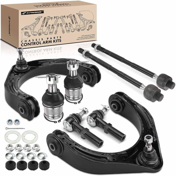 A-Premium 10Pcs Front Upper Lower Inner Outer Upper Control Arm Ball Joint Tie Rod End Sway Bar Link Compatible with Dodge Ram 1500 07-08 Ram 2500/Ram 3500 07-10 with Bushing