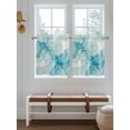 thumbnail image 2 of Turquoise Blue Marble 2 Panel Kitchen Curtains for Small Windows, Modern Abstract Art Cracks Bathroom Tier Curtain, Short Window Treatment for Bedroom/Living Room 55"x24", 2 of 6