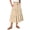 Beige, variant on Ladies' Casual Stripe Print Elastic Waist Drawstring Midi Skirt Beige L