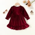thumbnail image 3 of Younger Tree Kids Toddler Christmas Dress Baby Girls Fall Dresses Ruffle Long Sleeve Bowknot Casual Winter Dress for 5-6T, 3 of 5
