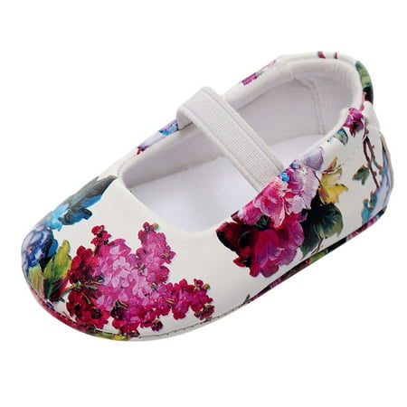 

Binmer Toddler Kids Baby Girl Flower Print Cute First Walk Elastic Band Casual Shoes