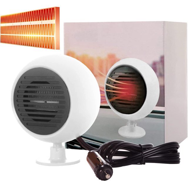 Planet Car Calefacción 12V/24V 240W Enchufe en el encendedor de cigarrillos, descongelación rápida 2 en 1, rotación de 360°, potente calefacción silenciosa o refrigeración de su elección esquí esquí Gafas de esquí