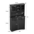 thumbnail image 3 of AHB 13 Gallon Tilt Out Trash Cabinet with Pantry Storage, Freestanding Kitchen Storage Organizer with Shelves, 39"L x 13.35"W x 72"H, Black, 3 of 10