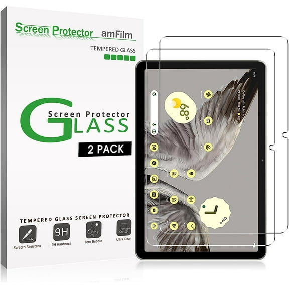 (2pack) amFIlm for Google Pixel Tablet 11-inch Tempered Glass Screen Protector, [Zero Bubbles][9H Hardness][ Anti-Scratch][ Anti-fingerprint][99.99% HD Clear]