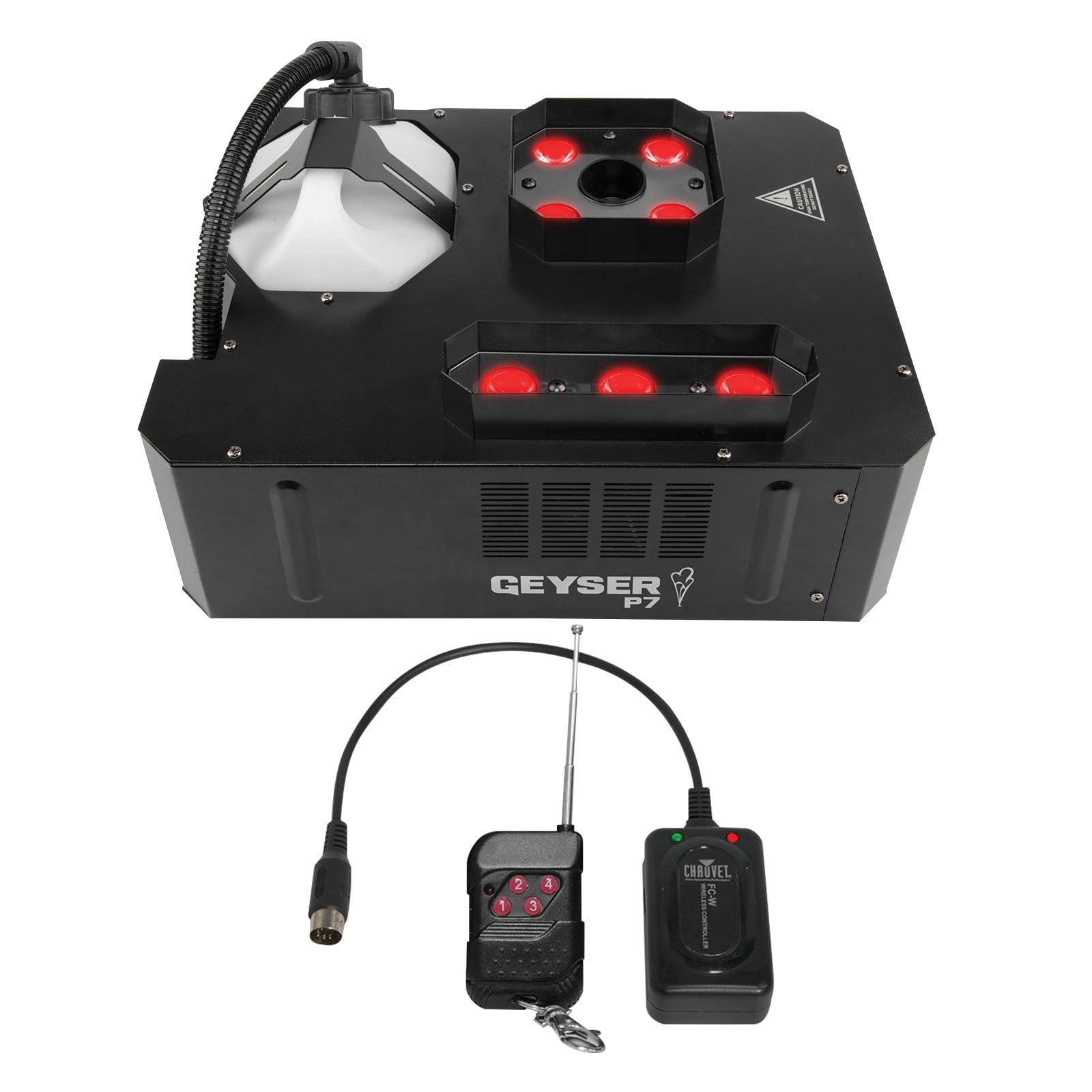 Chauvet DJ Geyser P7 RGBA+UV Pyrotechnic-Like Fog Machine with Utility Case & Quick Dissipating Fog Fluid Package