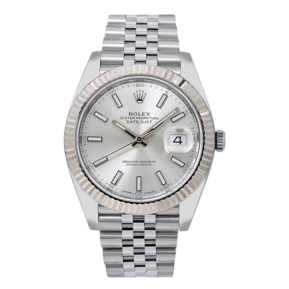 Pre-Owned Rolex Datejust 126334 41mm Silver Dial With Stainless Steel Jubilee