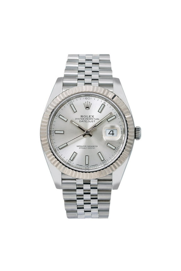Pre-Owned Rolex Datejust 126334 41mm Silver Dial With Stainless Steel Jubilee