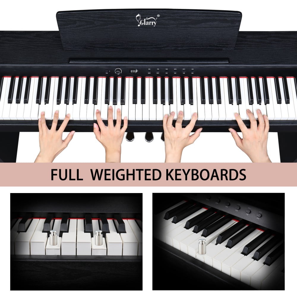 88 Keys Full Weighted Keyboard, Electric Digital Piano with Soft/Sustain/Sostenuto Pedals, Dual Bluetooth and 2 Stereo Speakers for Beginner, Professional, GDP-105, Black
