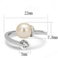 thumbnail image 3 of Silver Womens Ring Anillo Para Mujer Stainless Steel Ring with Synthetic Pearl in Light Peach, 3 of 4