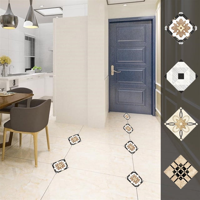 Self Adhesive Tile Stickers, 10 Pcs Ceramic Floor Art Tiles, Easy Application, Modern Decor, For Home Renovation, DIY Wall Stickers, Glittering Patterns, Versatile Room Adornments | Pvc, Colorful