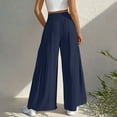 thumbnail image 6 of WQQZJJ Pants for Women with Pockets Elastic Waist Loose High Waist Wide Leg Flared Pants Solid Casual Pants Size S-2XL, 6 of 9