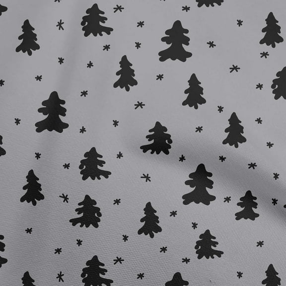 oneOone Polyester Spandex Black Fabric Christmas Tree Fabric For Sewing Printed Craft Fabric By The Yard 56 Inch Wide