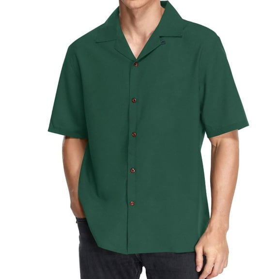 ALAZA Dark Green Paint Men's Hawaiian Shirt Short Sleeve Casual Button Down Shirts M