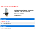 thumbnail image 2 of Headlight Dimmer Switch - Compatible with 1975 - 1983 Chevy C20 1976 1977 1978 1979 1980 1981 1982, 2 of 2