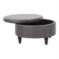 thumbnail image 1 of Ottoman Rond de Rangement Augusta en Cuir Gris Étain, 1 of 4