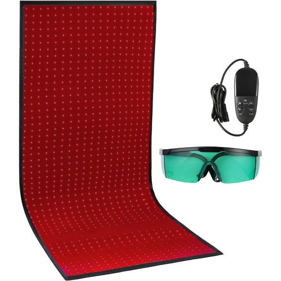 Red Light Therapy Mat for Full Body, 1280PCS 3-Chip LED, Controller, 10/40Hz Pulse, Timer, 660nm & 850nm for Pain Relief and Skin Health
