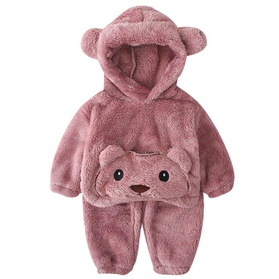 Jamsmile Toddler Boys Outfits Sets Winter Fuzzy Cozy Bear Long Sleeve With Pockets Lined Loungewear Two Piece Homewear