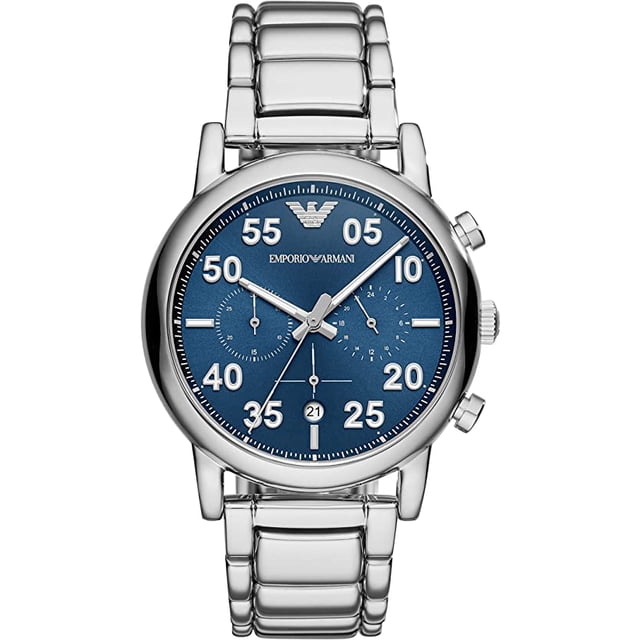 Reloj de Vestir Luigi Emporio Armani AR11132 para Hombre 51mm con Cronógrafo Movimiento de Cuarzo Acero Inoxidable Resistente al Agua Silver Emporio Armani AR11132