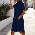 thumbnail image 6 of Smsaxvxz Summer Denim Dresses for Women 2026 Casual Short Sleeve Button Down Shirt Dresses with Pockets Loose Fit Sundress Navy S, 6 of 8