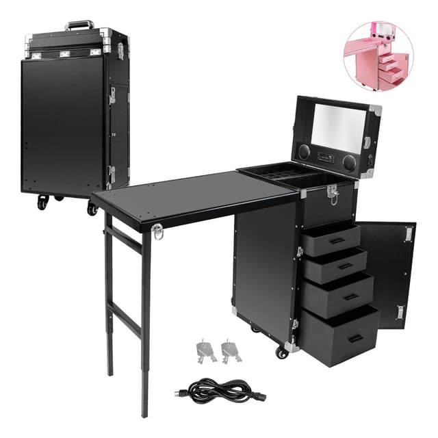 Mesa de Manicure Plegable Nanofort Bluetooth USB con Bocinas Negro