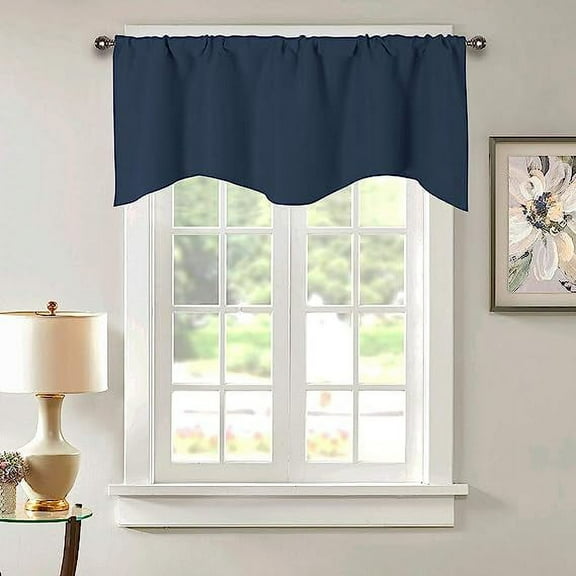 Namzi Rod Pocket Valance 132*46cm Dark Blue Kitchen Valance Curtains, Short Curtain Panels, Window Top Valance, 1 Piece Valances