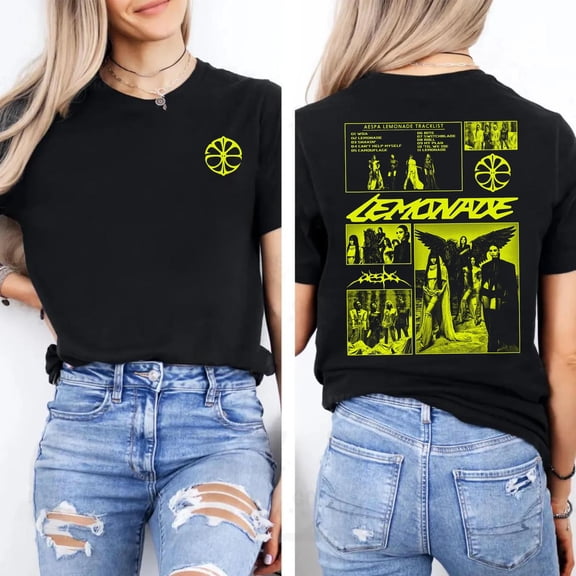 2 Sided Aespas W-DA Whole Different Animal Graphic T-Shirt, Y2K Streetwear Style Tee, MHS02