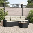 thumbnail image 1 of vidaXL 5 Piece Garden Sofa Set with Cushions Black Poly Rattan, 1 of 5