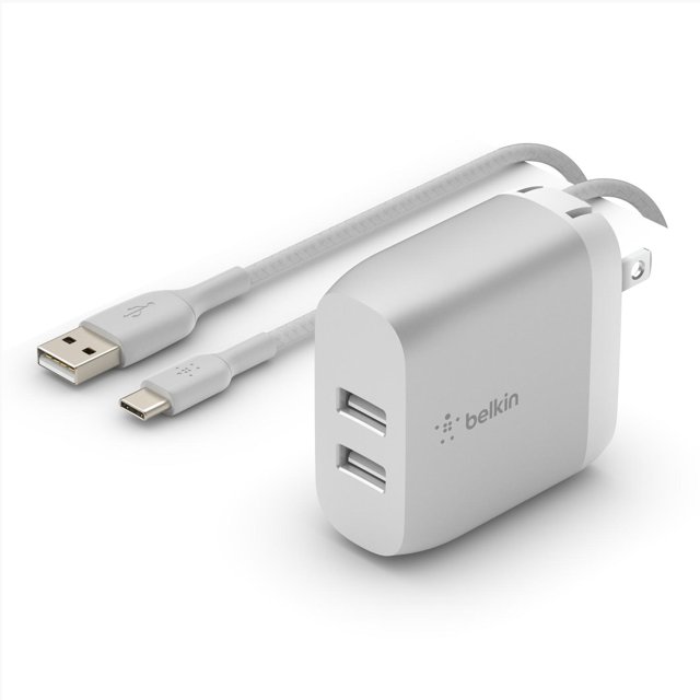 Cargador De Pared 2 Puertos USB A con cable tipo C Belkin