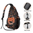 thumbnail image 3 of Sling Backpack,Witch Pumpkin Halloween Pattern Sling Bag with Water Bottle Holder,Waterproof Sling Bag for Men/Women with Headphone Jack for Hiking,Travel, 3 of 6