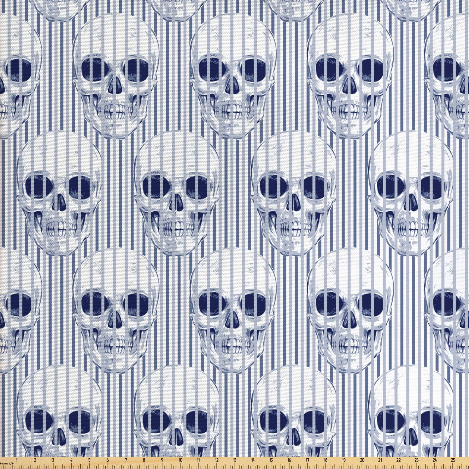 Skull Fabric by The Yard, Skulls and Geometric Shapes with Vertical