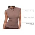 thumbnail image 4 of Remera INLYRIC Cosnufy de Malla Transparente con Cuello Simulado Marrón Talle S, 4 of 8